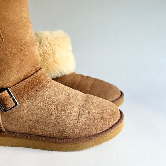 Unbranded Tan Suede Genuine Leather Sheepskin Lining Mid Calf Boots size 9 - Picture 3 of 14